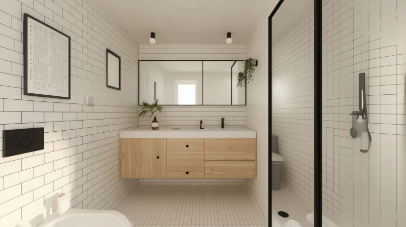 Bathroom with Floating Vanity and Large Tiles